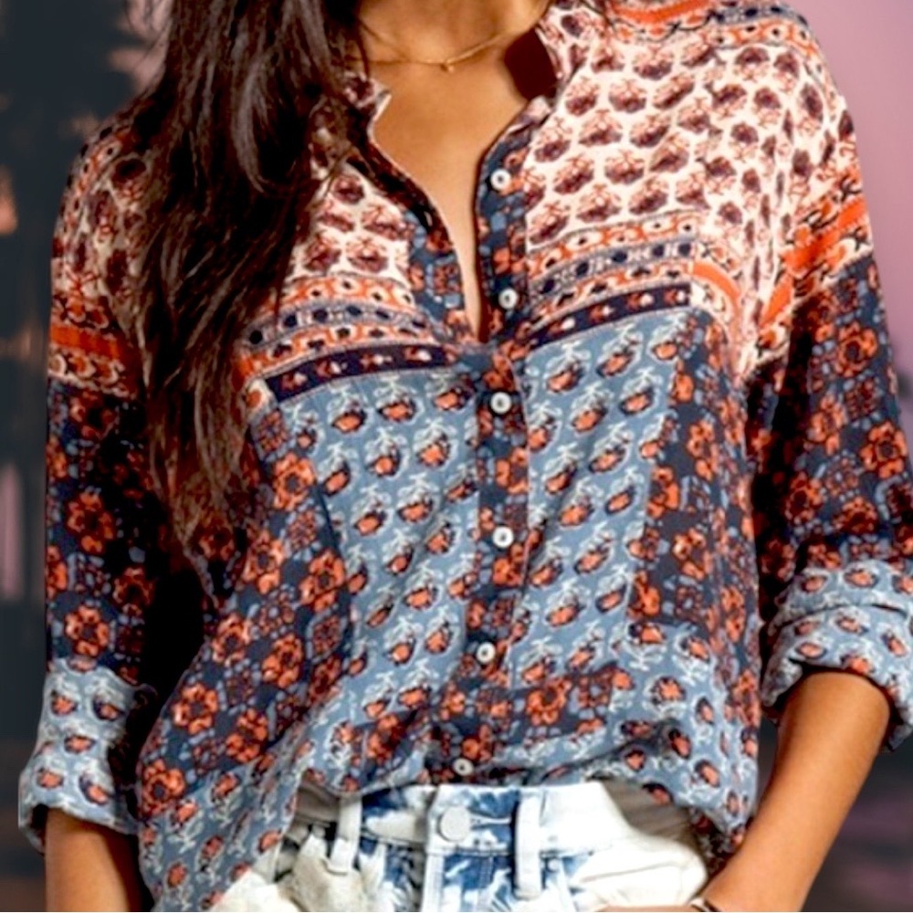 Free People Caravan Button-Down Top, M - Euc - image 2